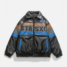 STASXC Patchwork PU Winter Coat