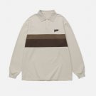 Stitching Color Polo Collar Sweatshirt