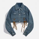 Strappy Patchwork Denim Regular Jacket