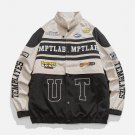 Stripe Patchwork Embroidery Racing Jacket