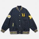 Striped Neckline Vintage Varsity Jacket