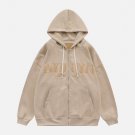 Suede Embroidered Letter Hoodie