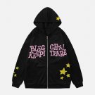 Star Letter Foam Print Zip Hoodie