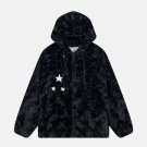 Star Patch Drawstring Sherpa Coat