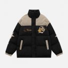 Star Print Clashing Colors Puffer Coat