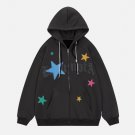 Star Print Fleece Zip Hoodie