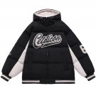 Monogram Printing Stitching Hood Puffer Jacket