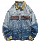 National Style Printing Gradient Denim Jacket
