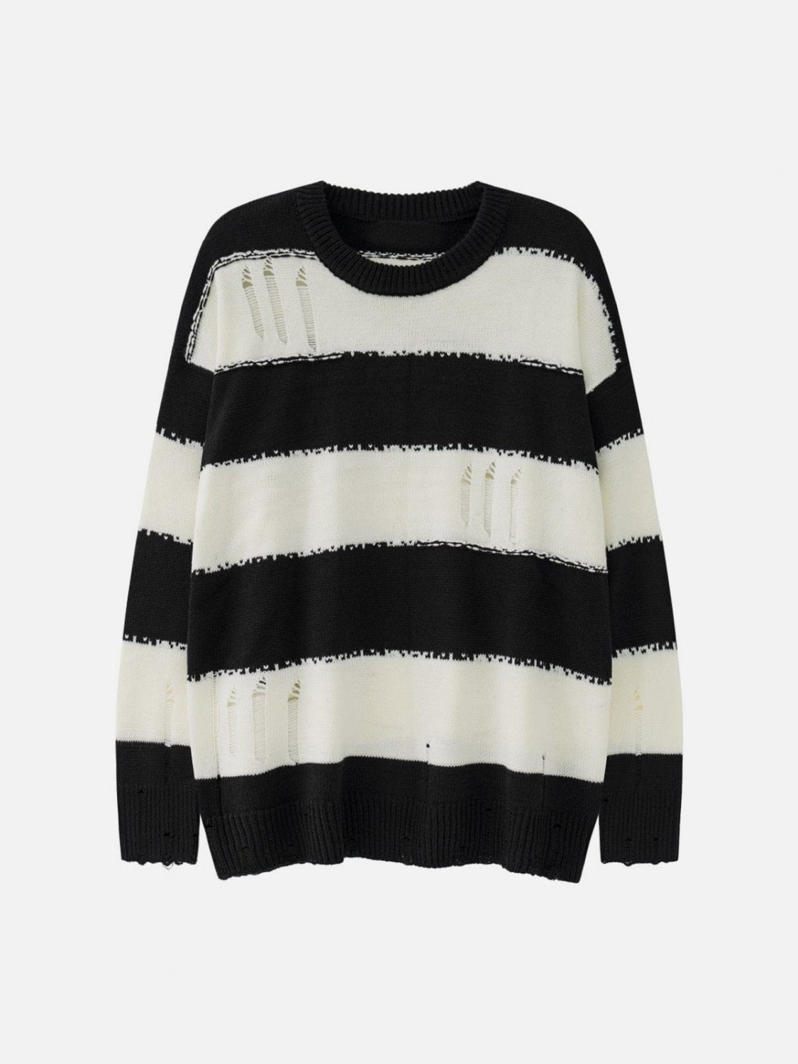 Ripped Stripes Jacquard Knit Sweater