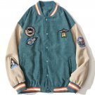 Rocket Spaceship Labeled Embroidery Corduroy Jacket