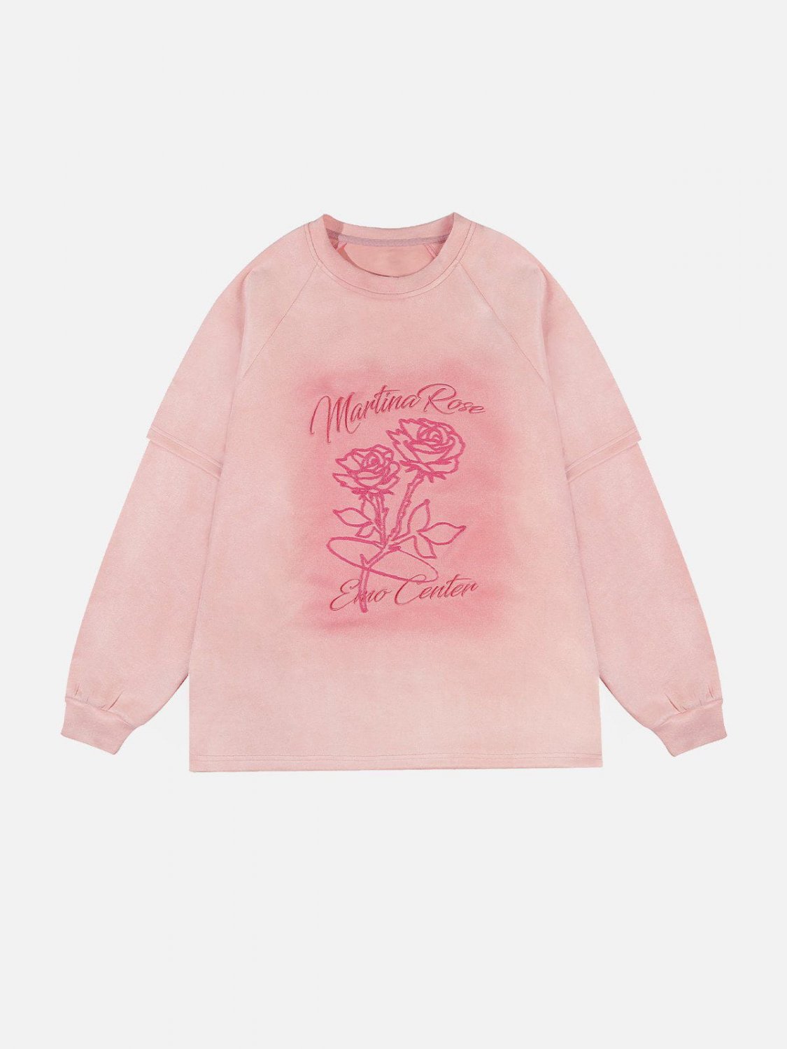 Rose Print Suede Sweatshirt