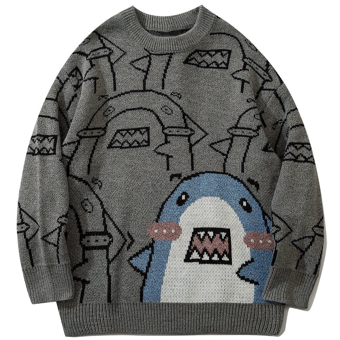 Shark Print Knit Sweater