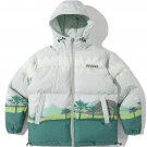 Print Forest Stitching Hooded Winter Coat