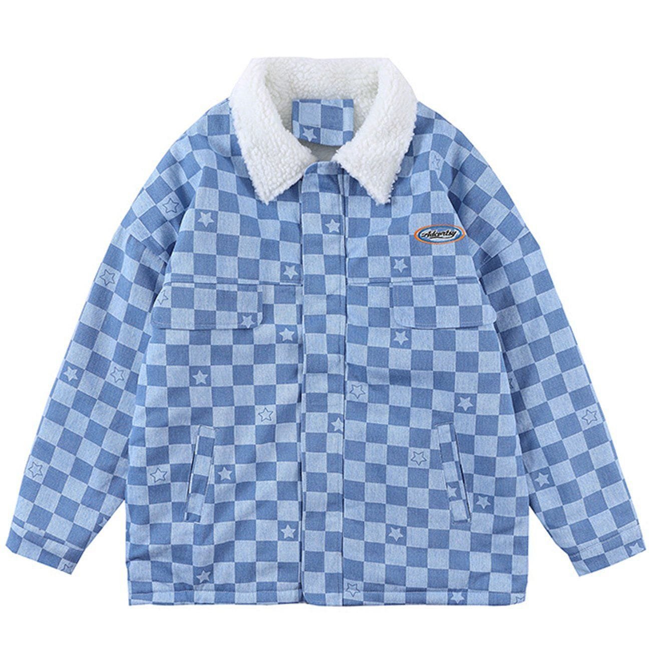 Pure Color Lattice Stars Winter Coat
