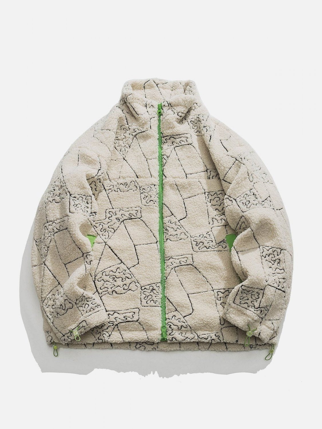 Puzzle Embroidered Contrast Puffer Down Coat