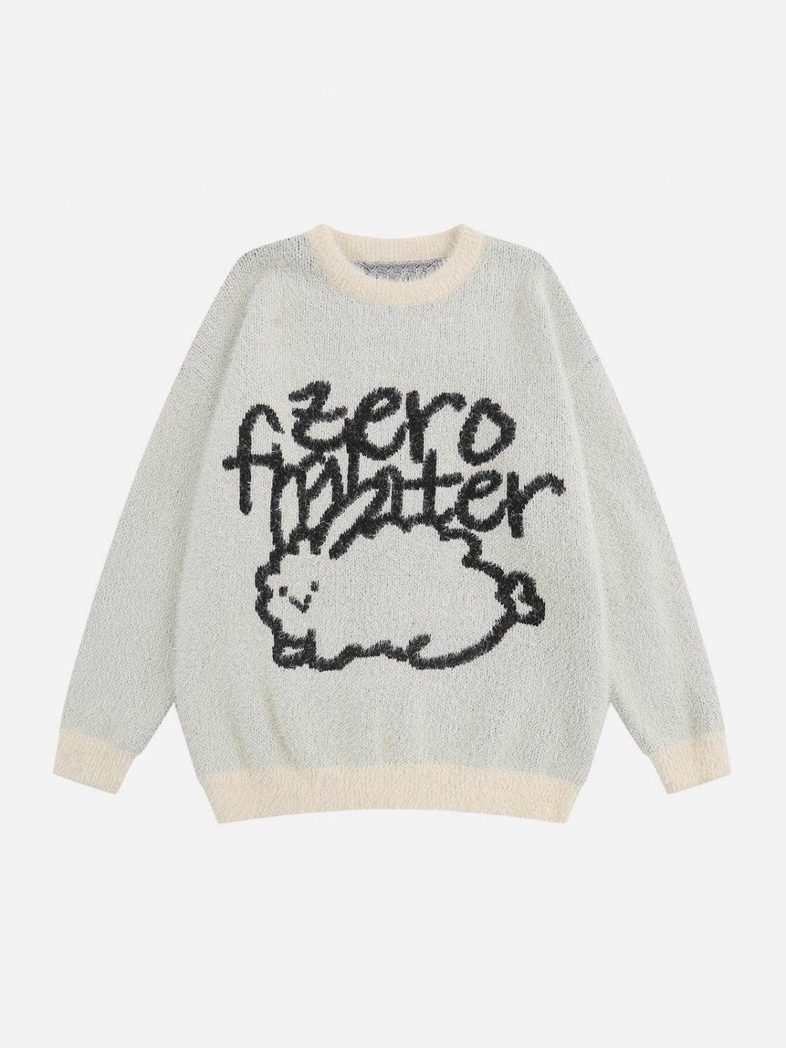 Rabbit Jacquard Mink-effect Knit Sweater
