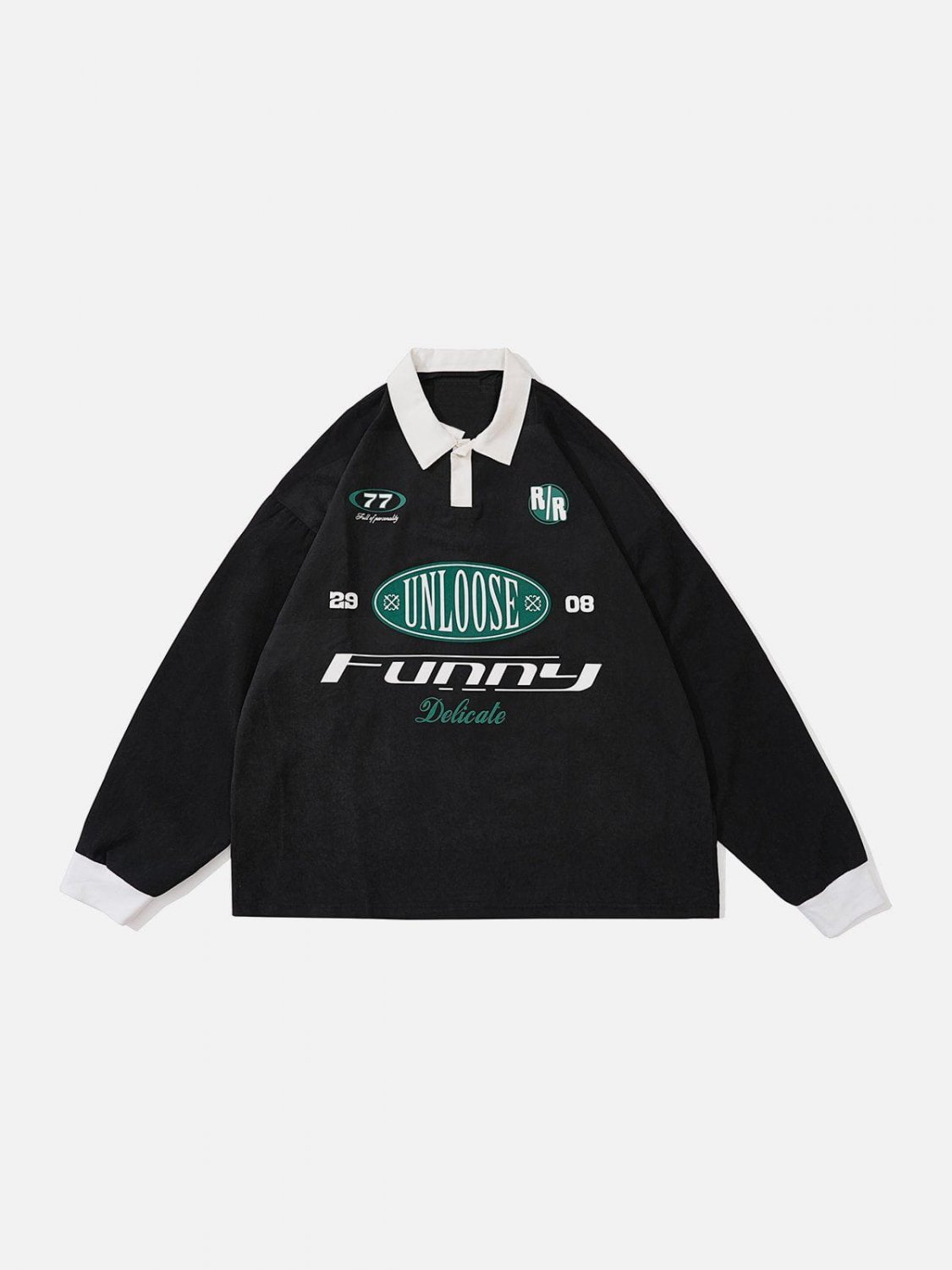 Racing Themed Printed Polo Sweatshirt