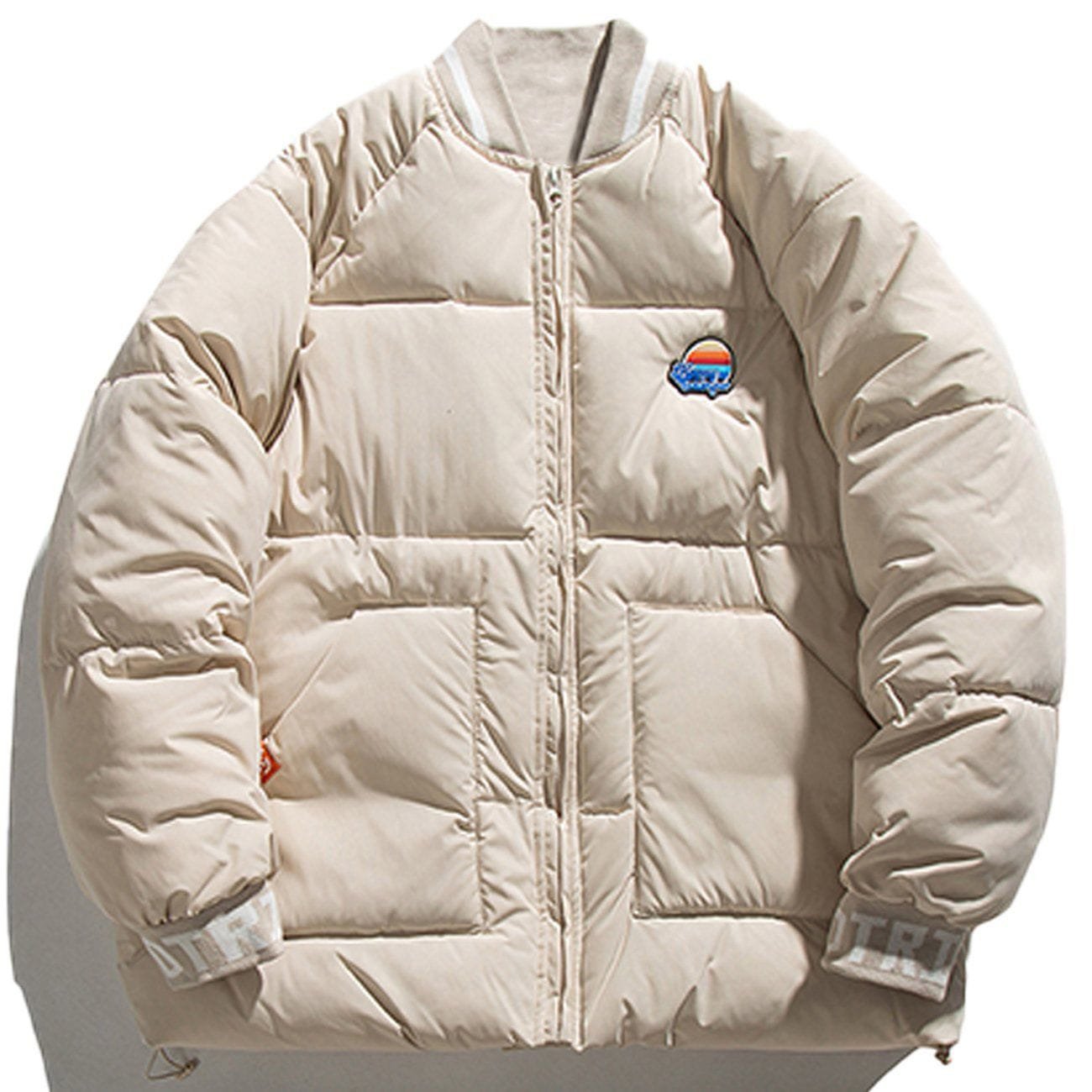 Rainbow Chest Label Solid Color Winter Coat