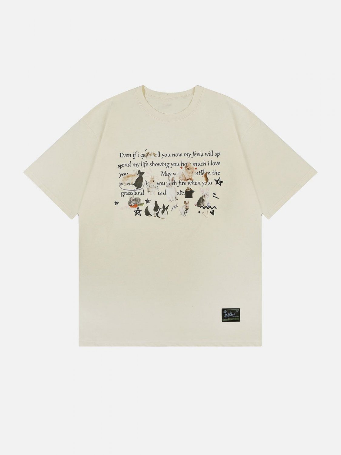 Retro Cartoon Bunny Print Tee