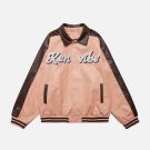Patchwork Flocked Letters PU Jacket
