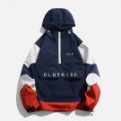 Patchwork Half Zip Up Hoodie