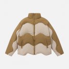 Patchwork Irregular Hem Winter Coat