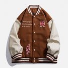 Patchwork Letter Print Leather Jacket