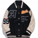 Patchwork Letters Embroidery Corduroy Jacket