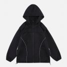 Patchwork Shoulder Strap Hooded Jacket