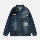 Patchwork Washed Holes Denim Jacket
