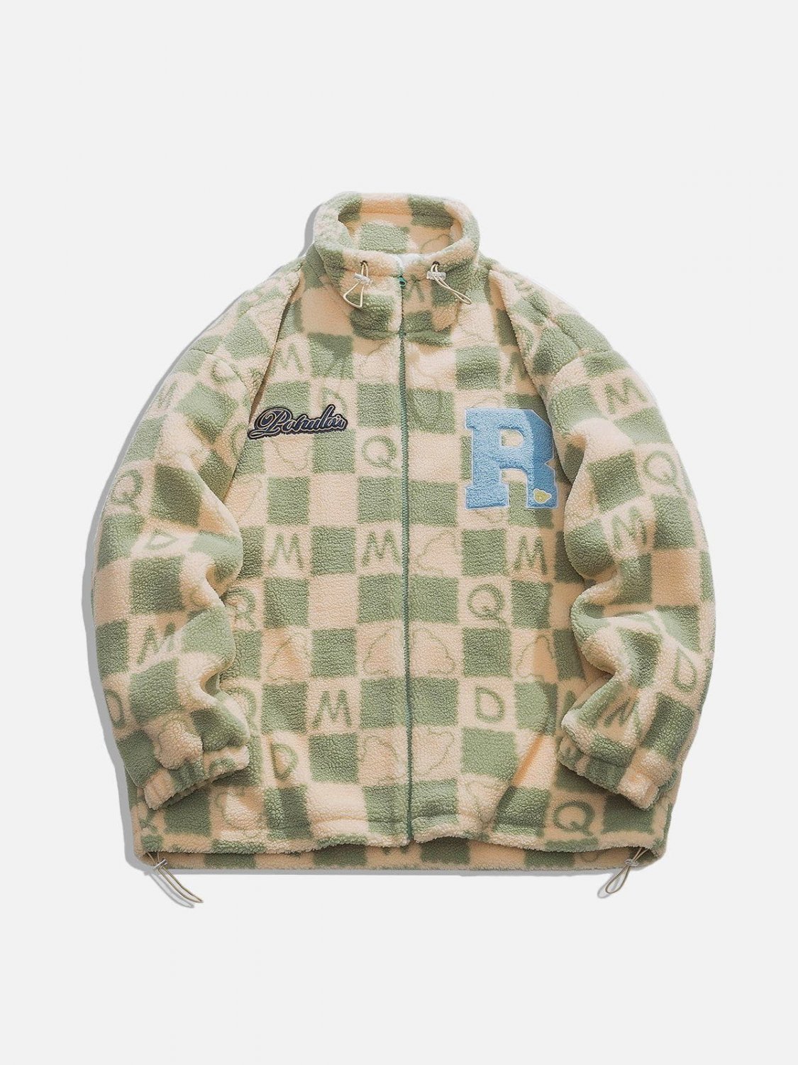 PLAID Letters Sherpa Coat