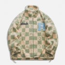 PLAID Letters Sherpa Coat