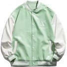Letter Print Leather Stitching Jacket