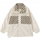 Letter Print Stitching Checkerboard Jacket