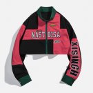 Lettering Embroidery Patchwork Regular Jackets
