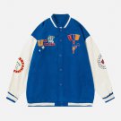 Letters Flocking Print Varsity Jacket
