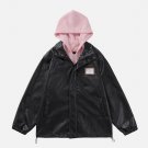 Leather Fake Two Piece Hoodie