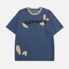 Letter Embroidery Denim Tee
