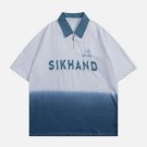 Letter Patchwork Polo Collar Tee