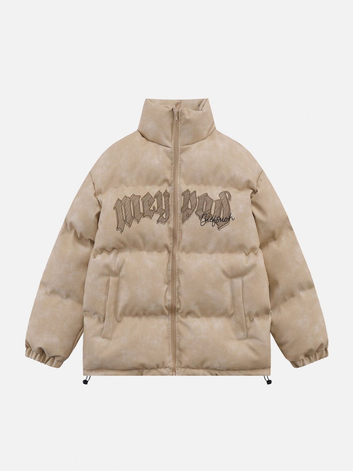 Letter Print Drawstring Winter Coat