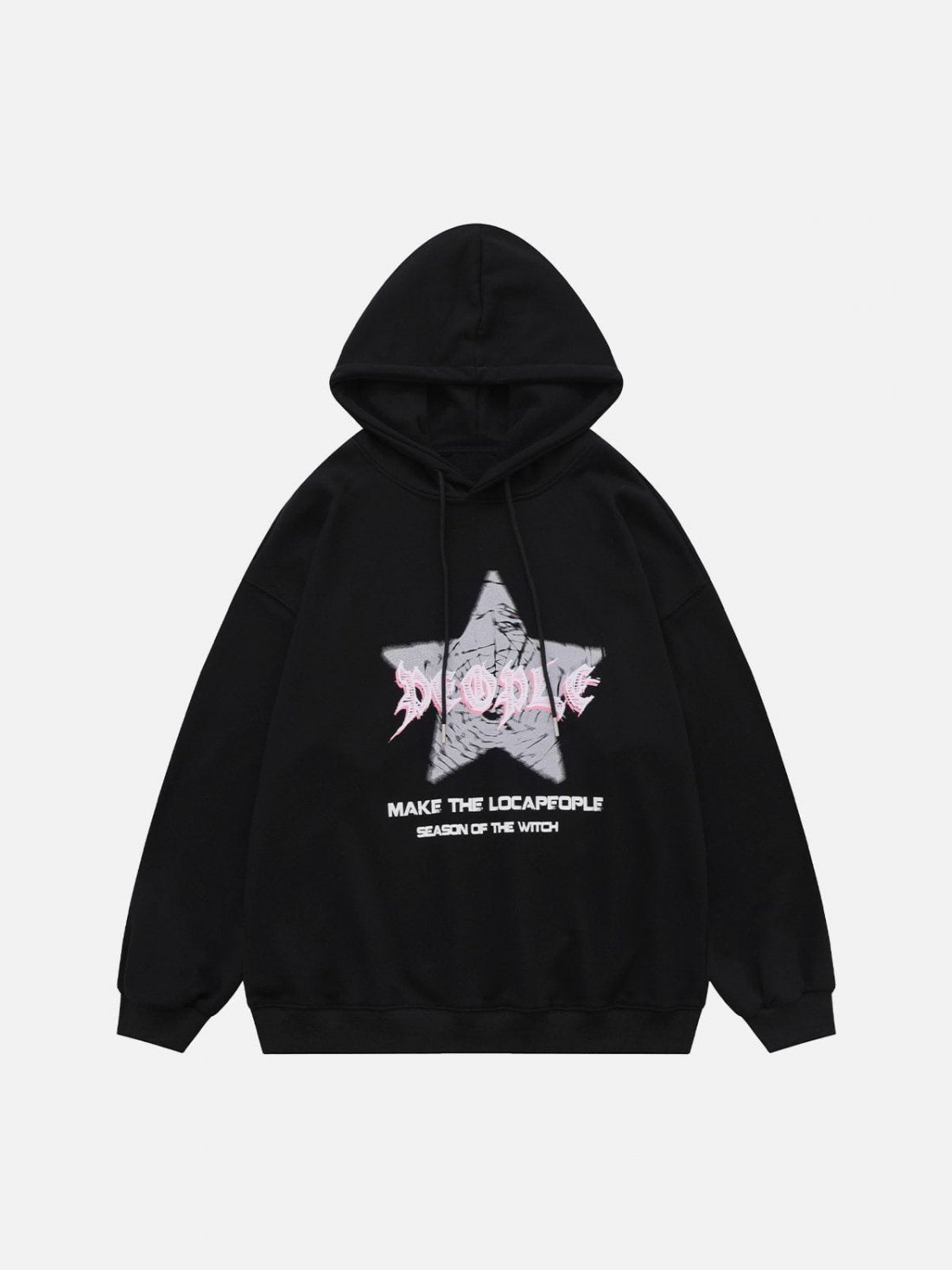 Fuzzy Star Letter Print Hoodie