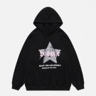 Fuzzy Star Letter Print Hoodie
