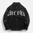 Gothic Letter Embroidered Leather Jacket