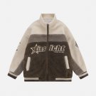 Gradient Patchwork Embroidered Sherpa Coat