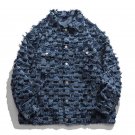 Denim Shearing Chessboard Tassel Craft Lapel Jacket