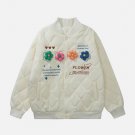 3D Flower Embroidered Letters Winter Coat
