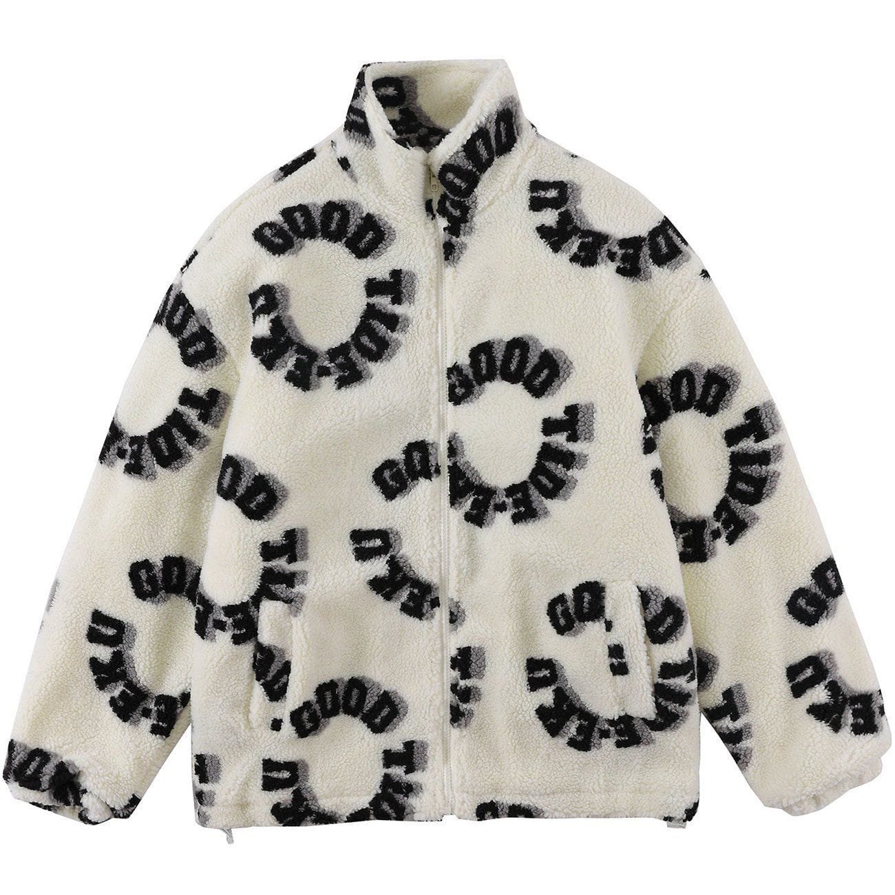 3D Round Letters Sherpa Winter Coat