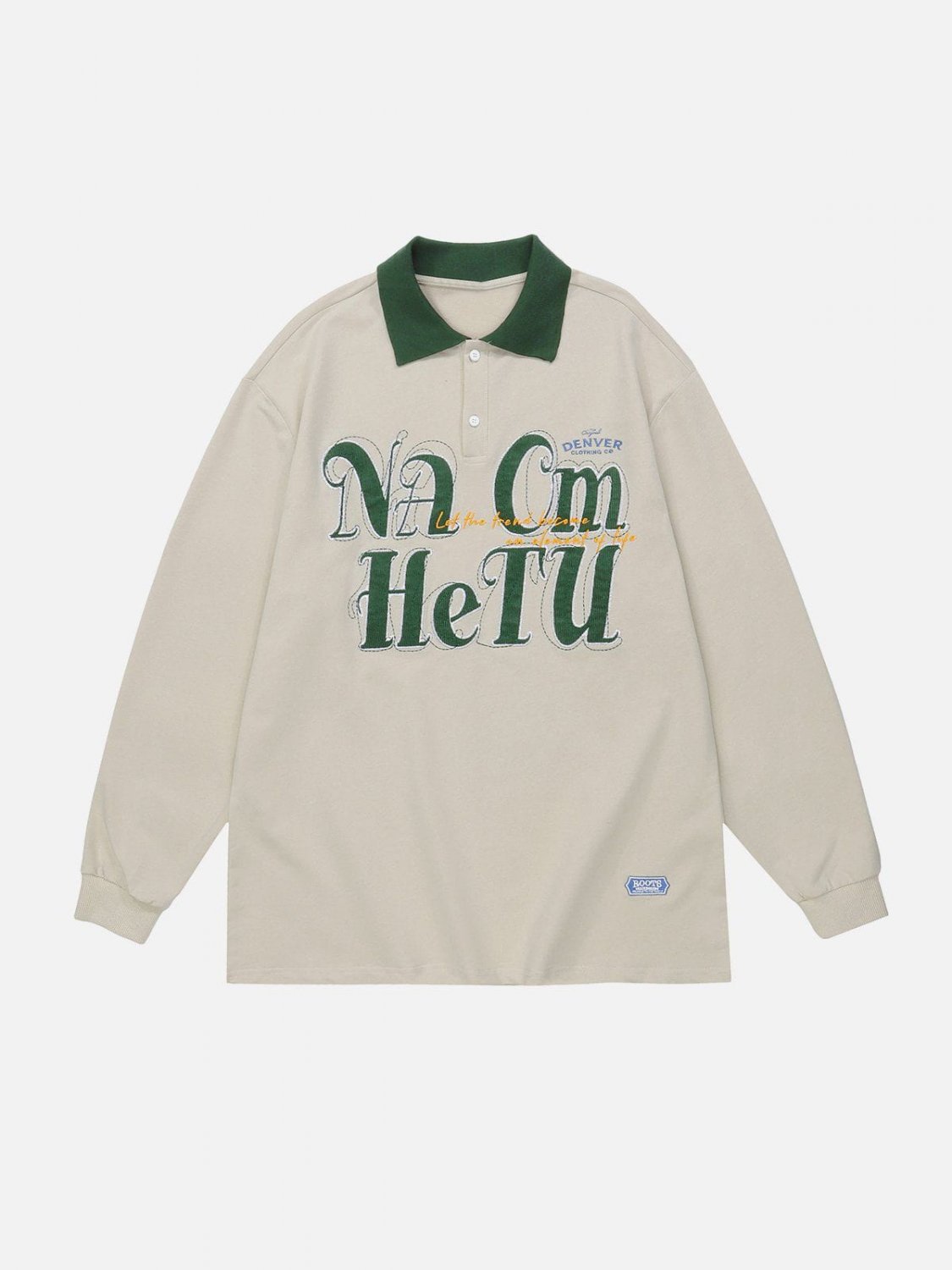 Alphabet Embroidery Polo Collar Sweatshirt
