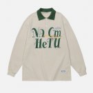 Alphabet Embroidery Polo Collar Sweatshirt