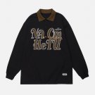 Alphabet Embroidery Polo Collar Sweatshirt
